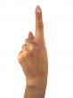 Human lady hand showing one finger isolated over white background