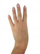 Human lady hand showing four fingers isolated over white background