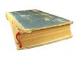 close up of old vintage book isolated over white