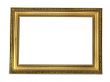Old antique gold plated wooden picture frame over white backgrou