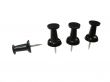 Macro image of black push pins isolated on white background