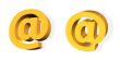 3D golden email symbol over white