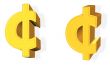 3D  cent symbol from different points of view