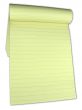 Yellow lined notebook with empty pages isolated over white background