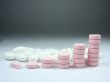 close up of pharmaceutical different color medical drugs