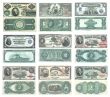 Set of old and rare United States 2 dollar banknotes