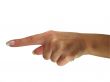 Human lady hand showing direction isolated over white background