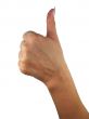 Human lady hand showing succes symbol isolated over white background
