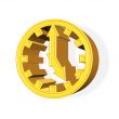 3D rendered golden clock symbol