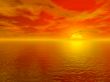 bloody red sunset over ocean water 3d high quality rendered