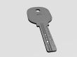 3d rendered metallic key isolated over gray background