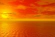 Bloody red sunset over ocean and cloudy sky 3D high quality rend