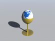 3D concept - Earth globe in a support for egg over gray background