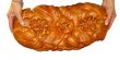 homan lady hands giving nice bread with pattern isolated over white background