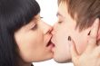 Kiss. Happy loving couple.