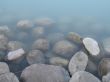grey rock and green river