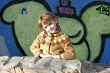 little girl and graffiti