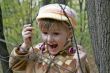 little girl in forest
