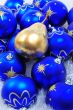 Blue Ornaments with Golden Pear