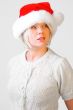 Blonde Woman with a Santa`s Hat