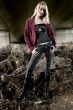 Paris Hilton look-a-like fashion shoot standing under a bridge