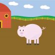 Cartoon pig on farm