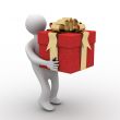 person bearing a gift box. 3D image.