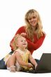 Mom and baby with laptop