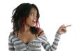 girl pointing sideways