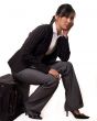 Bored waiting traveller