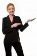 Woman pointing and holding