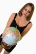 Woman holding globe