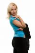 Blond woman looking over shoulder