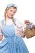 Woman in little girl costume