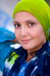 pretty woman in green kerchief