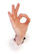 Gesture male hand through white paper