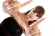 gorgeous woman showing hand gesture