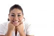 posing glad woman