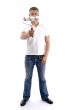 young guy holding painting brush