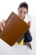 close up view of teenager student`s book