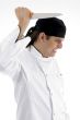 angered chef posing with knife