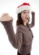 successful teenager wearing christmas hat