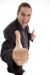 happy businessman wishing goodluck