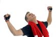 happy man showing winning gesture