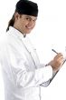 caucasian chef maintaining menu