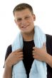 smiling man with towel