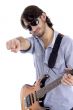 young guitarist with pointing finger