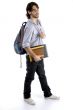 full body pose of student holding his books