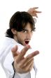 man in chef uniform performing karate stance