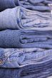 Stack of blue jeans